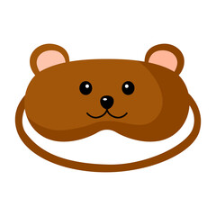 Fototapeta premium Children sleep mask bear on white background. Face mask for sleeping human isolated in flat style.