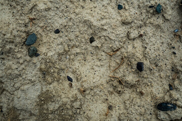 Texture of dried cracked clay. Macro background image of dried clay