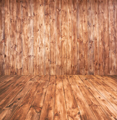 The abstract background with wooden floor and wall