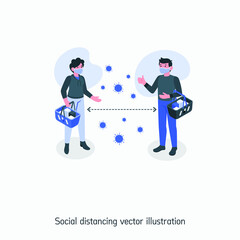 Social distancing vector illustration. Ui/Ux. Premium quality.