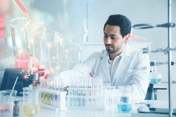 laboratory research concept with double exposure effect