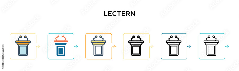 Poster lectern vector icon in 6 different modern styles. black, two colored lectern icons designed in fille