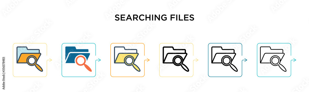 Poster searching files vector icon in 6 different modern styles. black, two colored searching files icons d
