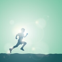 silhouette of boy running