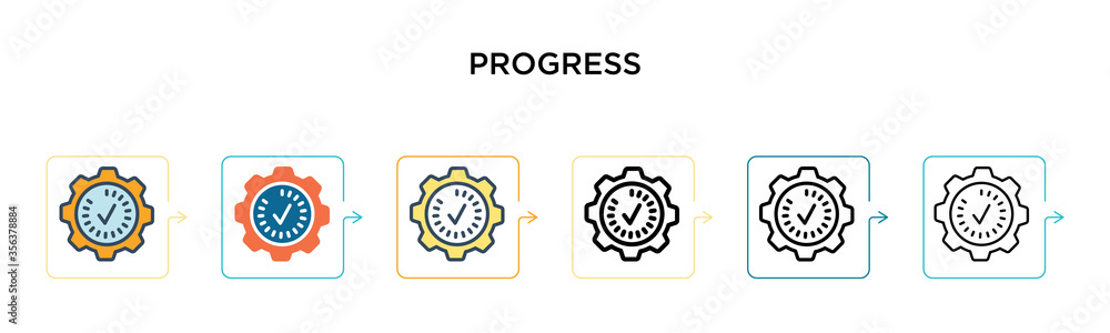 Aufkleber progress vector icon in 6 different modern styles. black, two colored progress icons designed in fil