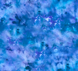 Tie-dye abstract seamless pattern in blue colors
