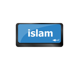 islam word on computer key on enter button