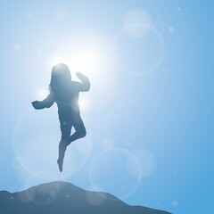 silhouette of girl jumping