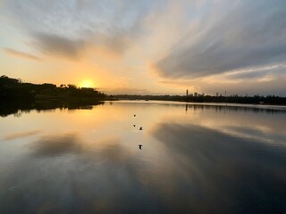 sunset over the river