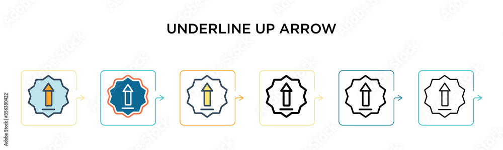 Poster underline up arrow vector icon in 6 different modern styles. black, two colored underline up arrow i