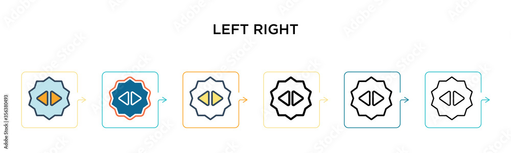 Poster left right vector icon in 6 different modern styles. black, two colored left right icons designed in