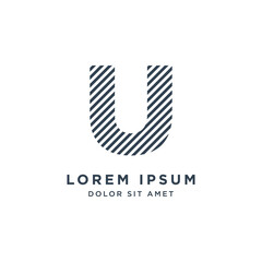 Striped letter U logo vector design template