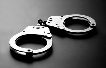 Handcuffs on black background.