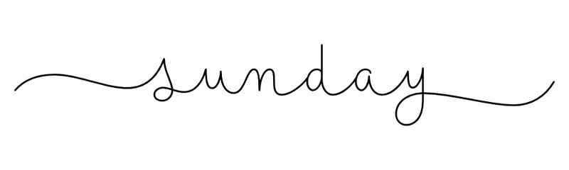 SUNDAY black vector monoline calligraphy banner with swashes