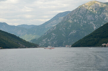 View from the city of Perast to the Bay of Kotor. Montenegro