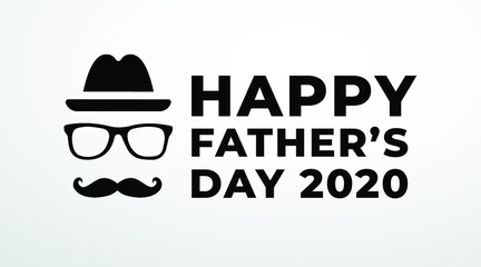 Happy father's day modern minimalist banner, sign, cover, design concept, greeting card, with black text on a light background. 
