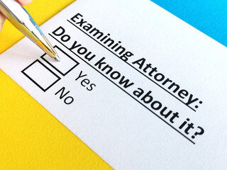 Fototapeta premium One person is answering question about examining attorney.