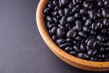 fresh organic natural beans on black background