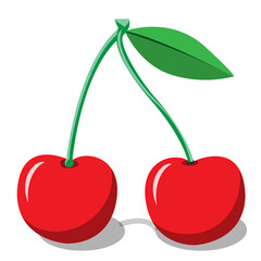 red cherry flat icon on white background