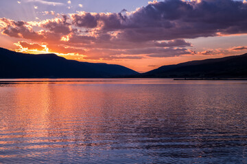 golden sunset over the lake