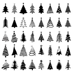 Christmas tree icon, logo or symbol set for new year card and design - 356385439