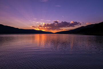 golden sunset over the lake
