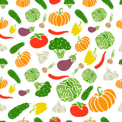 Vegetebles seamless pattern on a white background