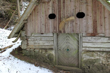 Old wooden doors, cabin, house.