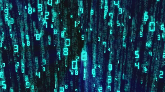 Abstract binary background, number streams, matrix effect.
