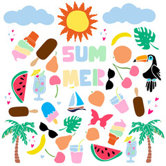 Vector illustration of a set on a summer theme