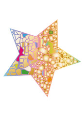 kleiner goldener Patchwork Stern mit farbigen Elementen