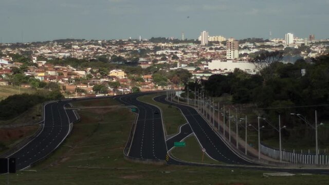 Time lapse of the road in a small city inland, Nacoes norte, Bauru, Sao Paulo, Brazil