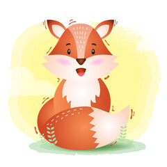 cute fox in the children's style. cute cartoon fox vector illustration