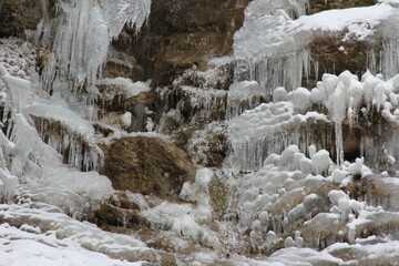 Fototapeta na wymiar Ice in cold winter forest.