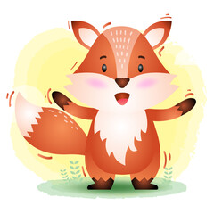cute fox in the children's style. cute cartoon fox vector illustration