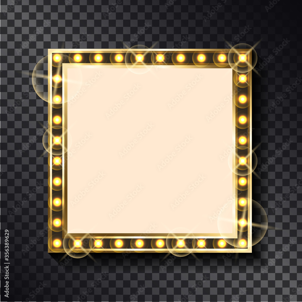 Poster vector right-angled sparkling border, empty banner with place for text. square glittering frame with
