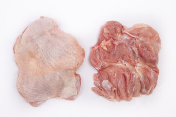 raw chicken meat and pieces isolated background