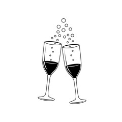 Champagne glass icon, sign. Vector illustration