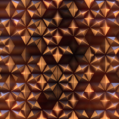 Abstract gold honeycomb metallic pattern. Geometric 3d rendering digital texture