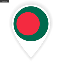 Bangladesh marker icon with shadow on white background. Bangladesh pin icon isolated on white background.
