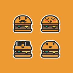 Cute burger character vector