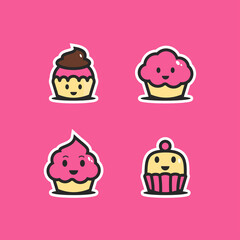 Cute cake character vector