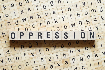 Oppression word concept on cubes