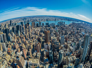 Fototapeta na wymiar View from the Empire state building with midtown and lower Manhattan, New York, USA