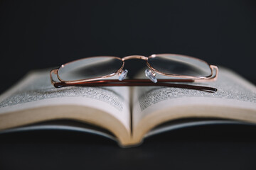 glasses and book