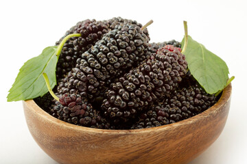fresh and ripe mulberries background