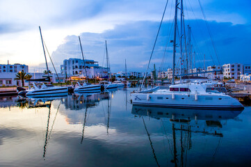 North Africa. Tunisia. Cap Bon. Hammamet. The new marina at sunset