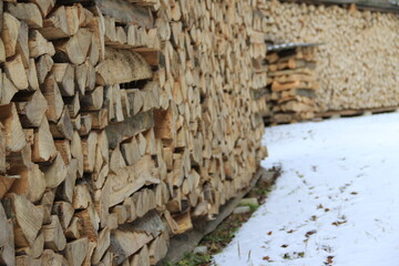 Stack of wood for fire.