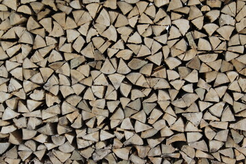 Stack of wood for fire.