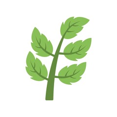 Tree branch with green leaves. Plant symbol.